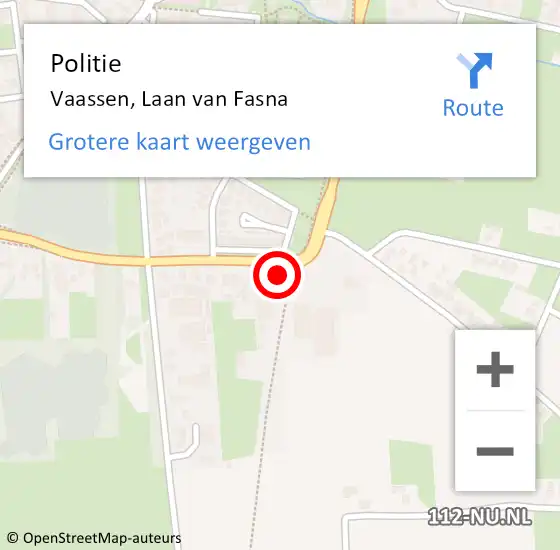 Locatie op kaart van de 112 melding: Politie Vaassen, Laan van Fasna op 30 juli 2022 15:44