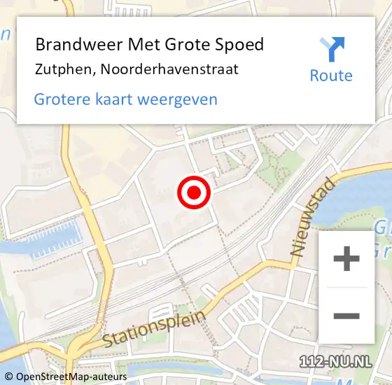 Locatie op kaart van de 112 melding: Brandweer Met Grote Spoed Naar Zutphen, Noorderhavenstraat op 30 juli 2022 15:47