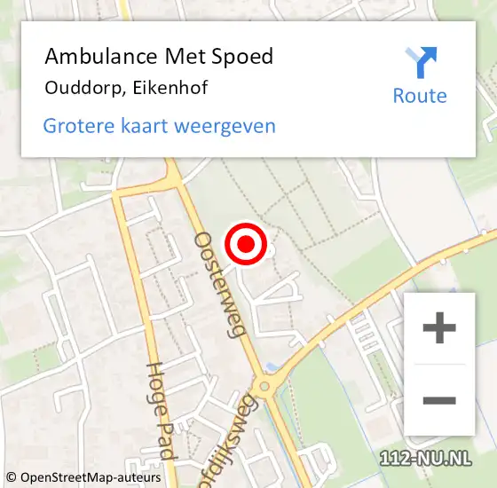 Locatie op kaart van de 112 melding: Ambulance Met Spoed Naar Ouddorp, Eikenhof op 30 juli 2022 16:10