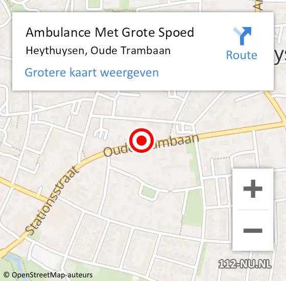 Locatie op kaart van de 112 melding: Ambulance Met Grote Spoed Naar Heythuysen, Oude Trambaan op 24 juli 2014 19:42