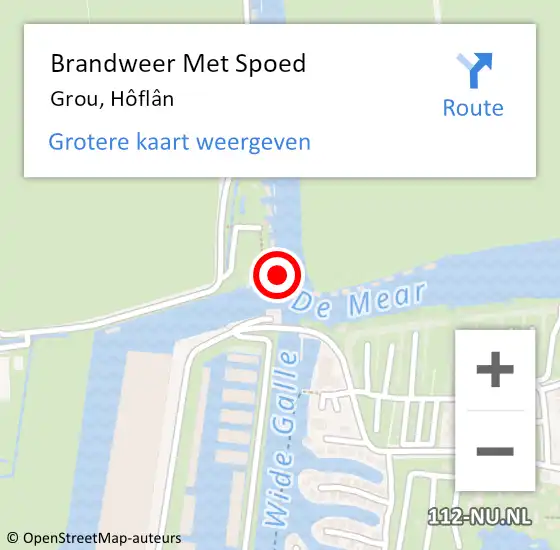 Locatie op kaart van de 112 melding: Brandweer Met Spoed Naar Grou, Hôflân op 30 juli 2022 16:38