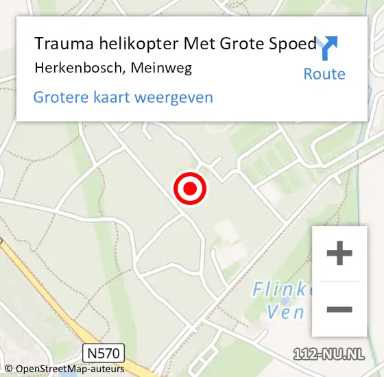 Locatie op kaart van de 112 melding: Trauma helikopter Met Grote Spoed Naar Herkenbosch, Meinweg op 30 juli 2022 16:49