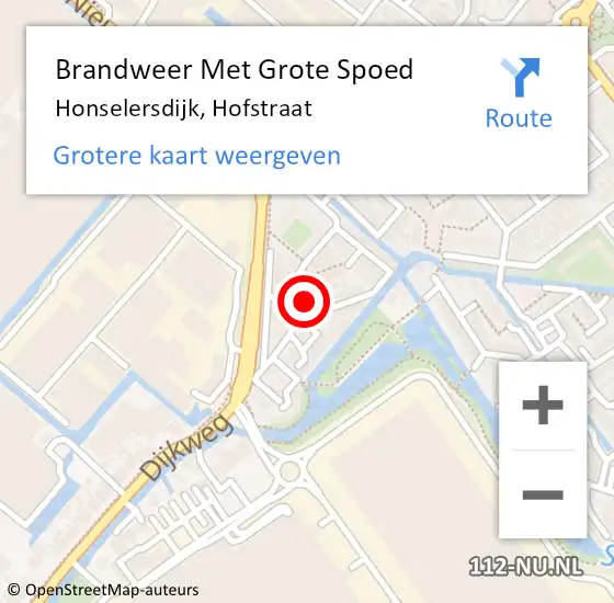 Locatie op kaart van de 112 melding: Brandweer Met Grote Spoed Naar Honselersdijk, Hofstraat op 30 juli 2022 16:53