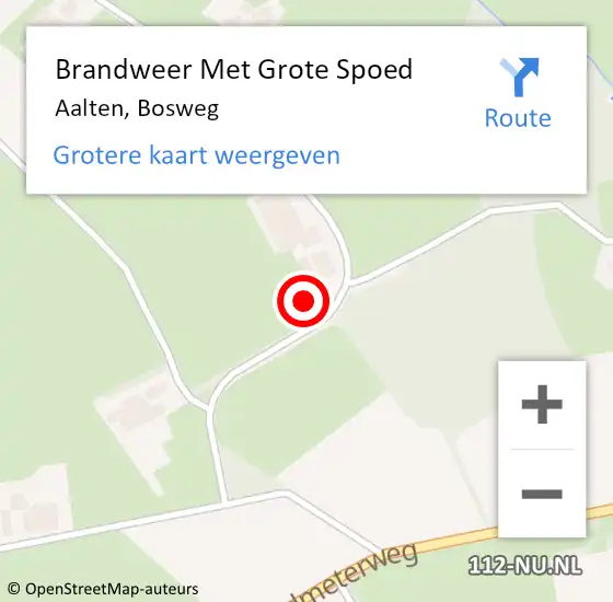 Locatie op kaart van de 112 melding: Brandweer Met Grote Spoed Naar Aalten, Bosweg op 30 juli 2022 16:54