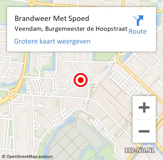 Locatie op kaart van de 112 melding: Brandweer Met Spoed Naar Veendam, Burgemeester de Hoopstraat op 30 juli 2022 16:55