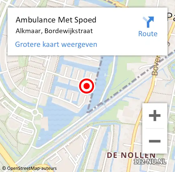 Locatie op kaart van de 112 melding: Ambulance Met Spoed Naar Alkmaar, Bordewijkstraat op 30 juli 2022 17:26