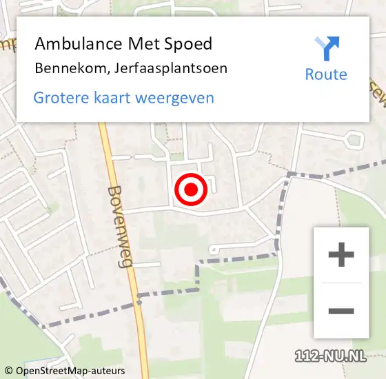 Locatie op kaart van de 112 melding: Ambulance Met Spoed Naar Bennekom, Jerfaasplantsoen op 30 juli 2022 17:32