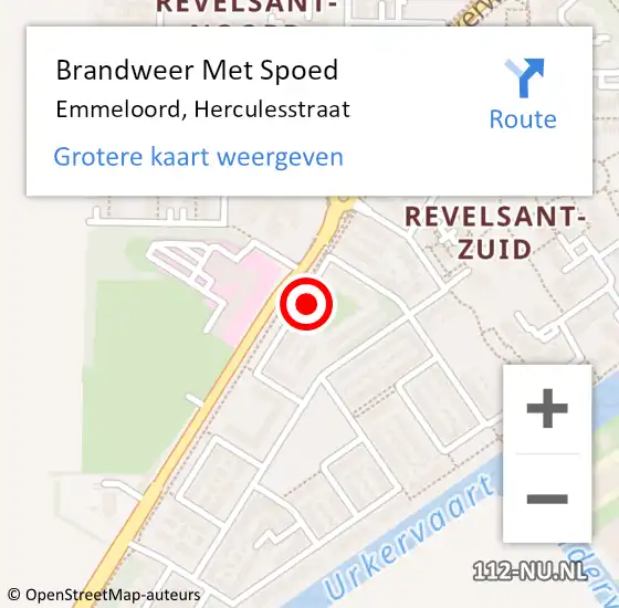 Locatie op kaart van de 112 melding: Brandweer Met Spoed Naar Emmeloord, Herculesstraat op 30 juli 2022 17:33