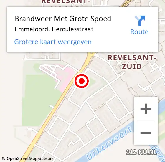 Locatie op kaart van de 112 melding: Brandweer Met Grote Spoed Naar Emmeloord, Herculesstraat op 30 juli 2022 17:34