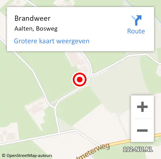 Locatie op kaart van de 112 melding: Brandweer Aalten, Bosweg op 30 juli 2022 17:39