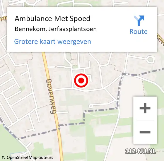 Locatie op kaart van de 112 melding: Ambulance Met Spoed Naar Bennekom, Jerfaasplantsoen op 30 juli 2022 17:39