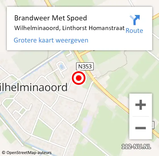 Locatie op kaart van de 112 melding: Brandweer Met Spoed Naar Wilhelminaoord, Linthorst Homanstraat op 30 juli 2022 17:42