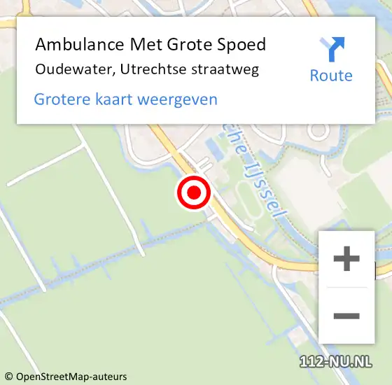 Locatie op kaart van de 112 melding: Ambulance Met Grote Spoed Naar Oudewater, Utrechtse straatweg op 30 juli 2022 17:43