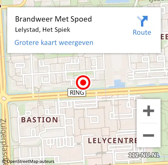 Locatie op kaart van de 112 melding: Brandweer Met Spoed Naar Lelystad, Het Spiek op 30 juli 2022 17:45