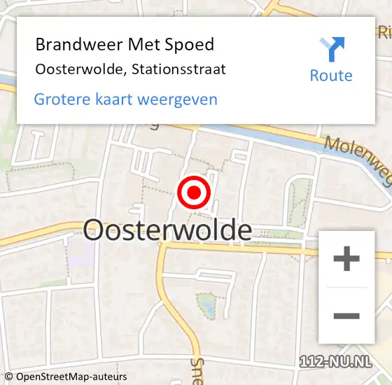 Locatie op kaart van de 112 melding: Brandweer Met Spoed Naar Oosterwolde, Stationsstraat op 30 juli 2022 18:01