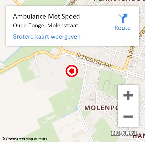 Locatie op kaart van de 112 melding: Ambulance Met Spoed Naar Oude-Tonge, Molenstraat op 30 juli 2022 18:02