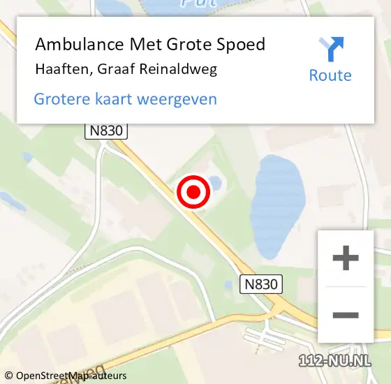 Locatie op kaart van de 112 melding: Ambulance Met Grote Spoed Naar Haaften, Graaf Reinaldweg op 30 juli 2022 18:04