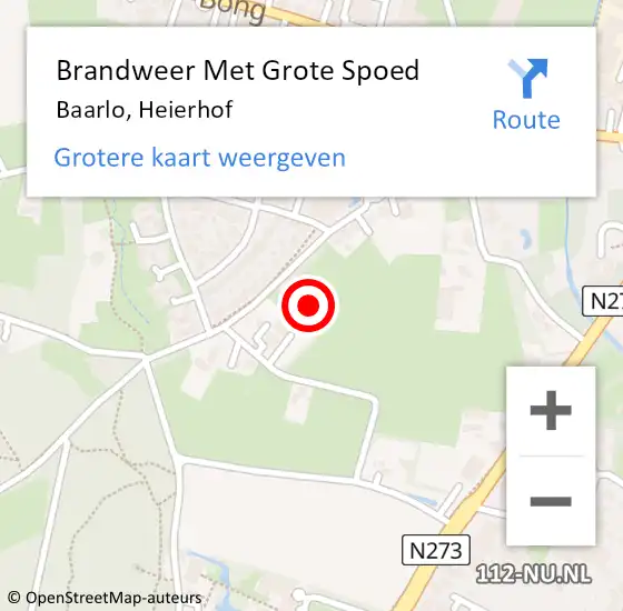 Locatie op kaart van de 112 melding: Brandweer Met Grote Spoed Naar Baarlo, Heierhof op 30 juli 2022 18:46