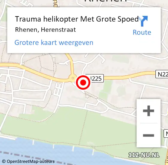 Locatie op kaart van de 112 melding: Trauma helikopter Met Grote Spoed Naar Rhenen, Herenstraat op 30 juli 2022 19:18