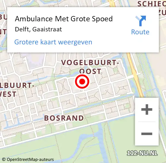 Locatie op kaart van de 112 melding: Ambulance Met Grote Spoed Naar Delft, Gaaistraat op 30 juli 2022 19:19