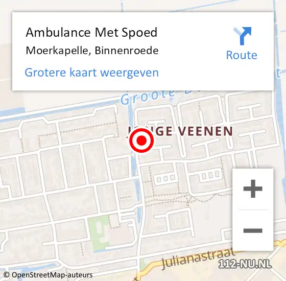 Locatie op kaart van de 112 melding: Ambulance Met Spoed Naar Moerkapelle, Binnenroede op 30 juli 2022 19:25