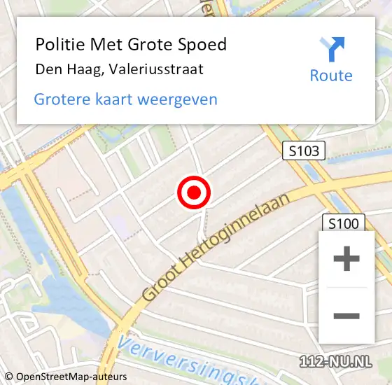 Locatie op kaart van de 112 melding: Politie Met Grote Spoed Naar Den Haag, Valeriusstraat op 30 juli 2022 19:29