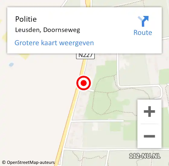 Locatie op kaart van de 112 melding: Politie Leusden, Doornseweg op 30 juli 2022 19:30