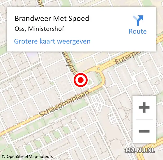 Locatie op kaart van de 112 melding: Brandweer Met Spoed Naar Oss, Ministershof op 30 juli 2022 19:54