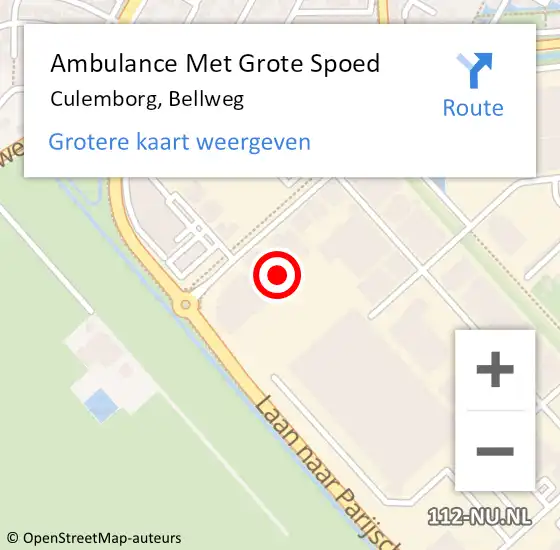 Locatie op kaart van de 112 melding: Ambulance Met Grote Spoed Naar Culemborg, Bellweg op 30 juli 2022 19:59