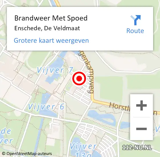 Locatie op kaart van de 112 melding: Brandweer Met Spoed Naar Enschede, De Veldmaat op 30 juli 2022 21:00