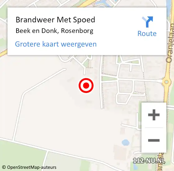 Locatie op kaart van de 112 melding: Brandweer Met Spoed Naar Beek en Donk, Rosenborg op 30 juli 2022 21:00