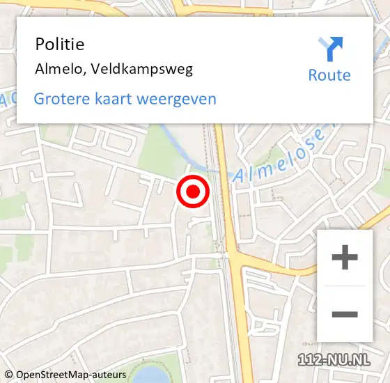 Locatie op kaart van de 112 melding: Politie Almelo, Veldkampsweg op 30 juli 2022 21:03