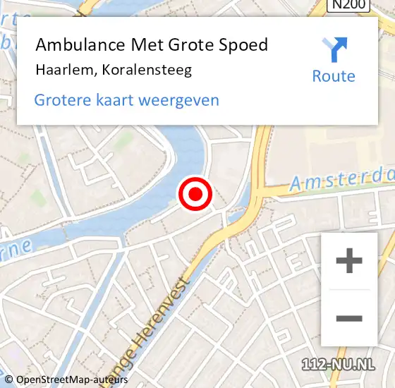 Locatie op kaart van de 112 melding: Ambulance Met Grote Spoed Naar Haarlem, Koralensteeg op 30 juli 2022 21:09