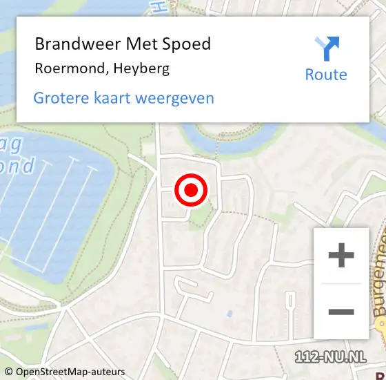 Locatie op kaart van de 112 melding: Brandweer Met Spoed Naar Roermond, Heyberg op 30 juli 2022 21:24