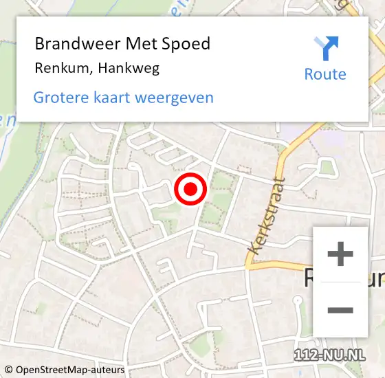 Locatie op kaart van de 112 melding: Brandweer Met Spoed Naar Renkum, Hankweg op 30 juli 2022 21:27