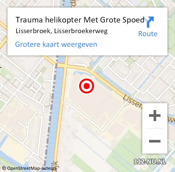 Locatie op kaart van de 112 melding: Trauma helikopter Met Grote Spoed Naar Lisserbroek, Lisserbroekerweg op 30 juli 2022 21:34