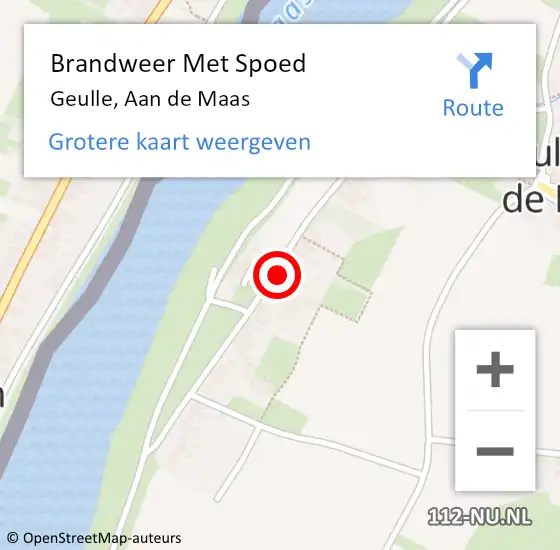 Locatie op kaart van de 112 melding: Brandweer Met Spoed Naar Geulle, Aan de Maas op 30 juli 2022 21:55