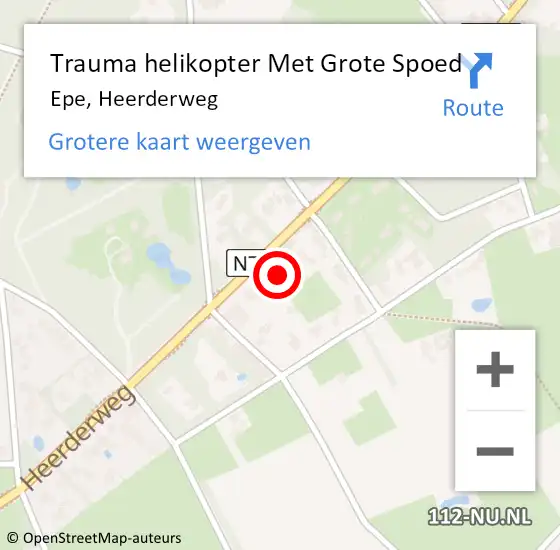 Locatie op kaart van de 112 melding: Trauma helikopter Met Grote Spoed Naar Epe, Heerderweg op 30 juli 2022 22:08