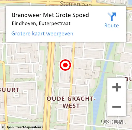 Locatie op kaart van de 112 melding: Brandweer Met Grote Spoed Naar Eindhoven, Euterpestraat op 30 juli 2022 22:36