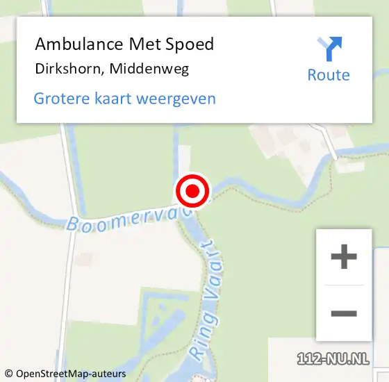 Locatie op kaart van de 112 melding: Ambulance Met Spoed Naar Dirkshorn, Middenweg op 30 juli 2022 22:38