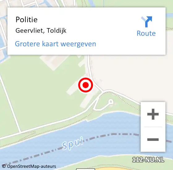 Locatie op kaart van de 112 melding: Politie Geervliet, Toldijk op 30 juli 2022 22:42