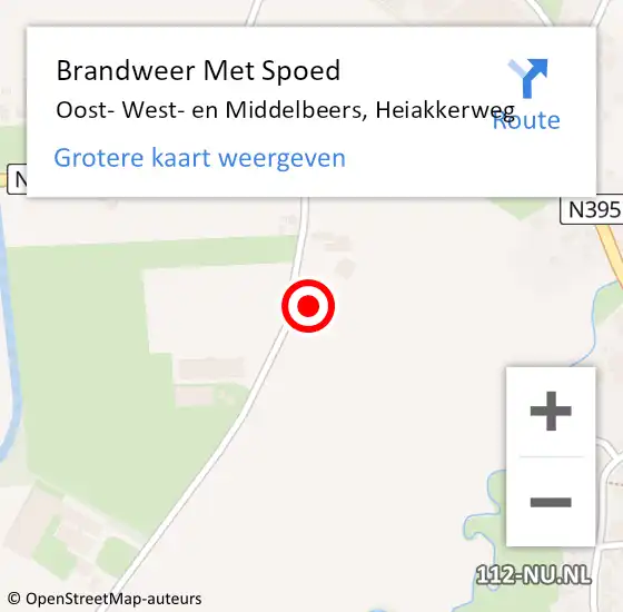 Locatie op kaart van de 112 melding: Brandweer Met Spoed Naar Oost- West- en Middelbeers, Heiakkerweg op 30 juli 2022 23:28