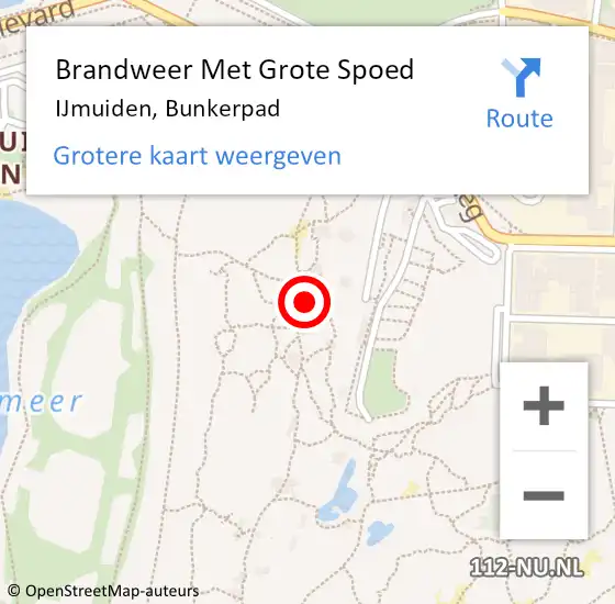 Locatie op kaart van de 112 melding: Brandweer Met Grote Spoed Naar IJmuiden, Bunkerpad op 30 juli 2022 23:54