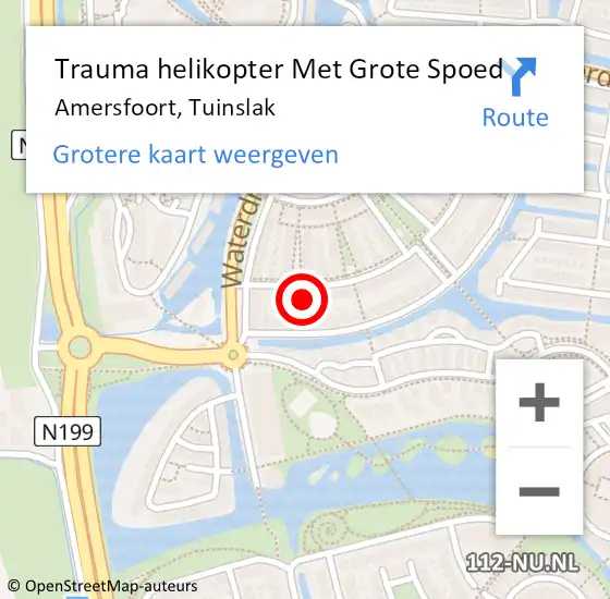 Locatie op kaart van de 112 melding: Trauma helikopter Met Grote Spoed Naar Amersfoort, Tuinslak op 30 juli 2022 23:57