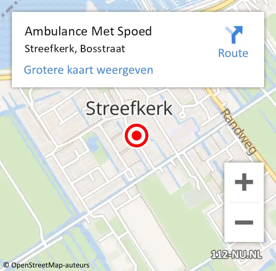 Locatie op kaart van de 112 melding: Ambulance Met Spoed Naar Streefkerk, Bosstraat op 31 juli 2022 00:07