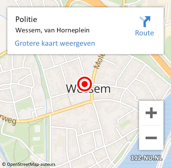 Locatie op kaart van de 112 melding: Politie Wessem, van Horneplein op 31 juli 2022 01:23