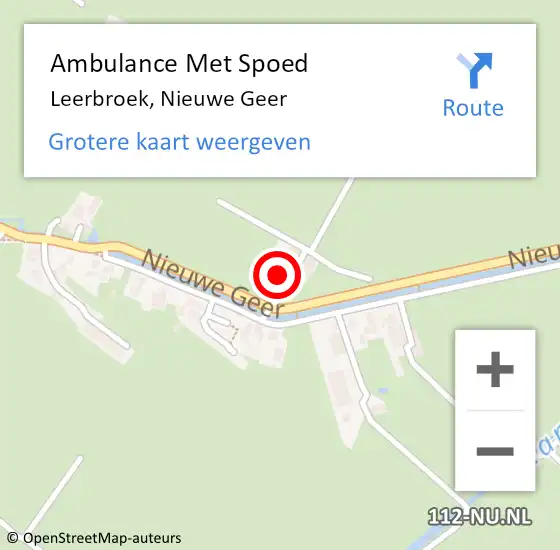 Locatie op kaart van de 112 melding: Ambulance Met Spoed Naar Leerbroek, Nieuwe Geer op 31 juli 2022 01:52
