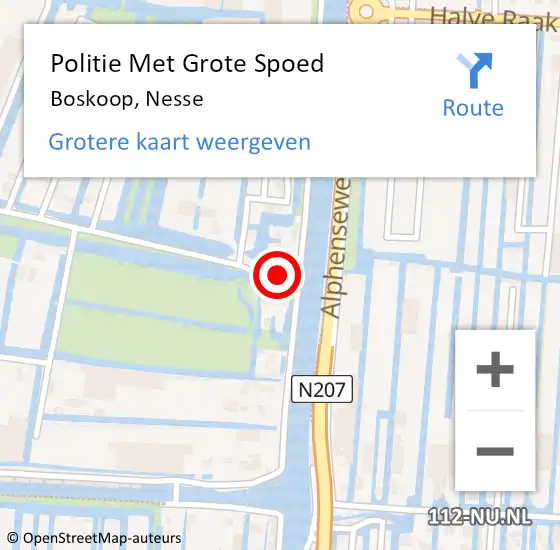 Locatie op kaart van de 112 melding: Politie Met Grote Spoed Naar Boskoop, Nesse op 31 juli 2022 02:09