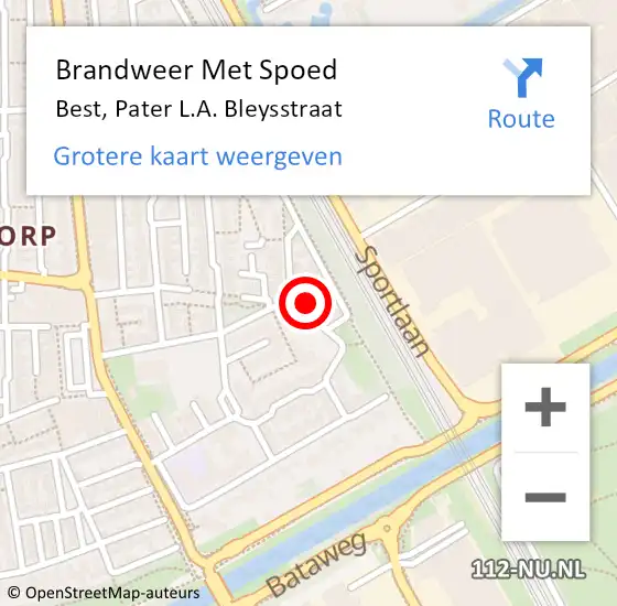 Locatie op kaart van de 112 melding: Brandweer Met Spoed Naar Best, Pater L.A. Bleysstraat op 31 juli 2022 02:34