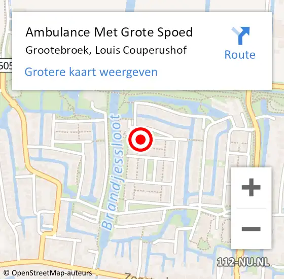 Locatie op kaart van de 112 melding: Ambulance Met Grote Spoed Naar Grootebroek, Louis Couperushof op 31 juli 2022 02:35